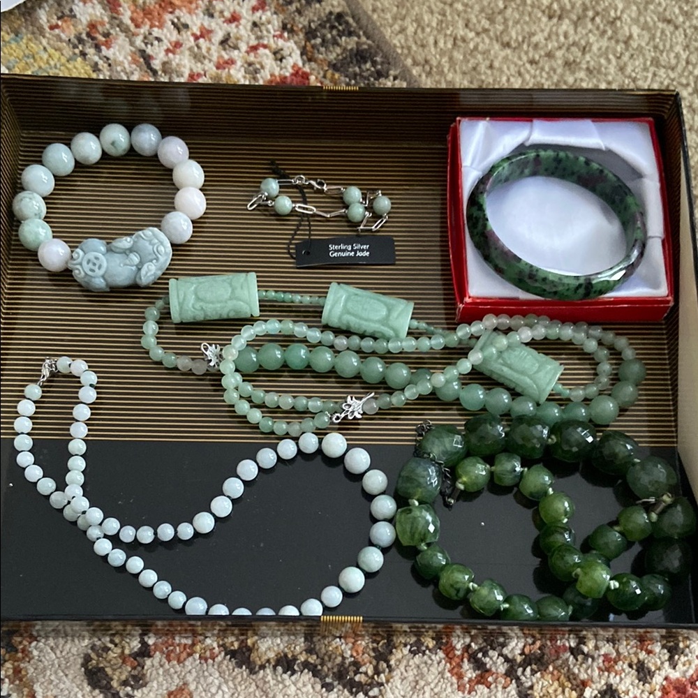 Green Jade Bracelet Set